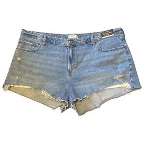 New Abercrombie and fitch the mom short high rise size 22 denim medium wash